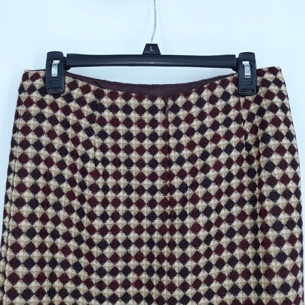 Vtg 80's Eddie Bauer Wool‎ Plaid Pencil Skirt Sz M Maroon Check Academia Grunge - Picture 8 of 10